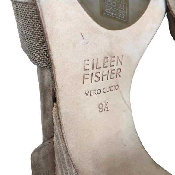 Eileen Fisher Tan Suede Bailey Cone Heel Pumps Almond Toe Size 9.5 - Picture 6 of 10